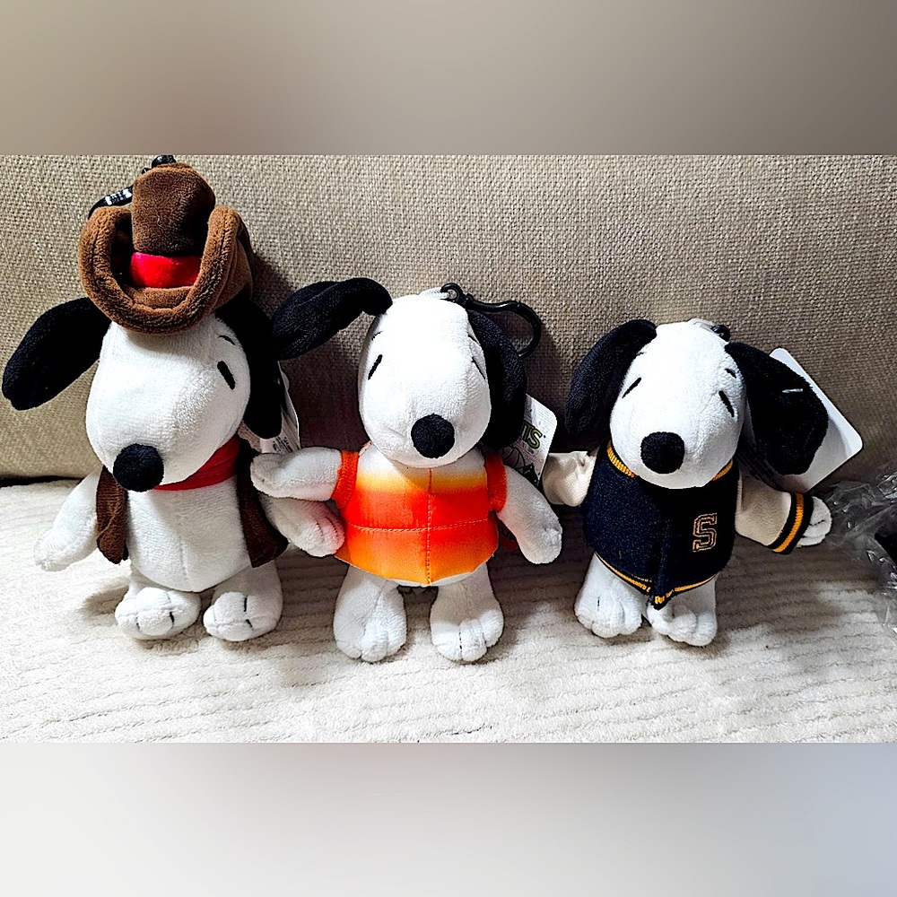 Set of 3 Peanuts Snoopy Halloween Themed Plush Character Clips